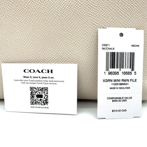 Coach Mini Rowan File Bag Crossbody Purse in Chalk White Leather CE871 - Picture 6 of 6